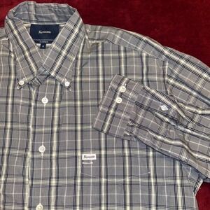 Faconnable Classique Mens‎ Blue White Plaid Button Down Shirt Cotton Size M
